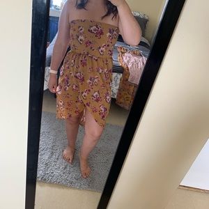 High low strapless dress